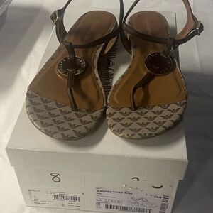 Emporio Armani Women's Brown and Cream Sandals